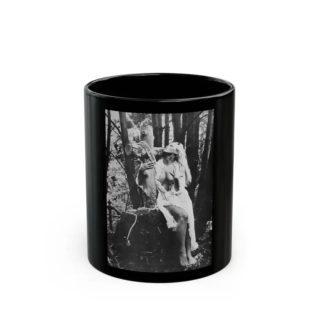 Veronica Carlson #84 - Partially Topless (Vintage Female Icon) Black Coffee Mug 11oz - Go Mug Yourself
