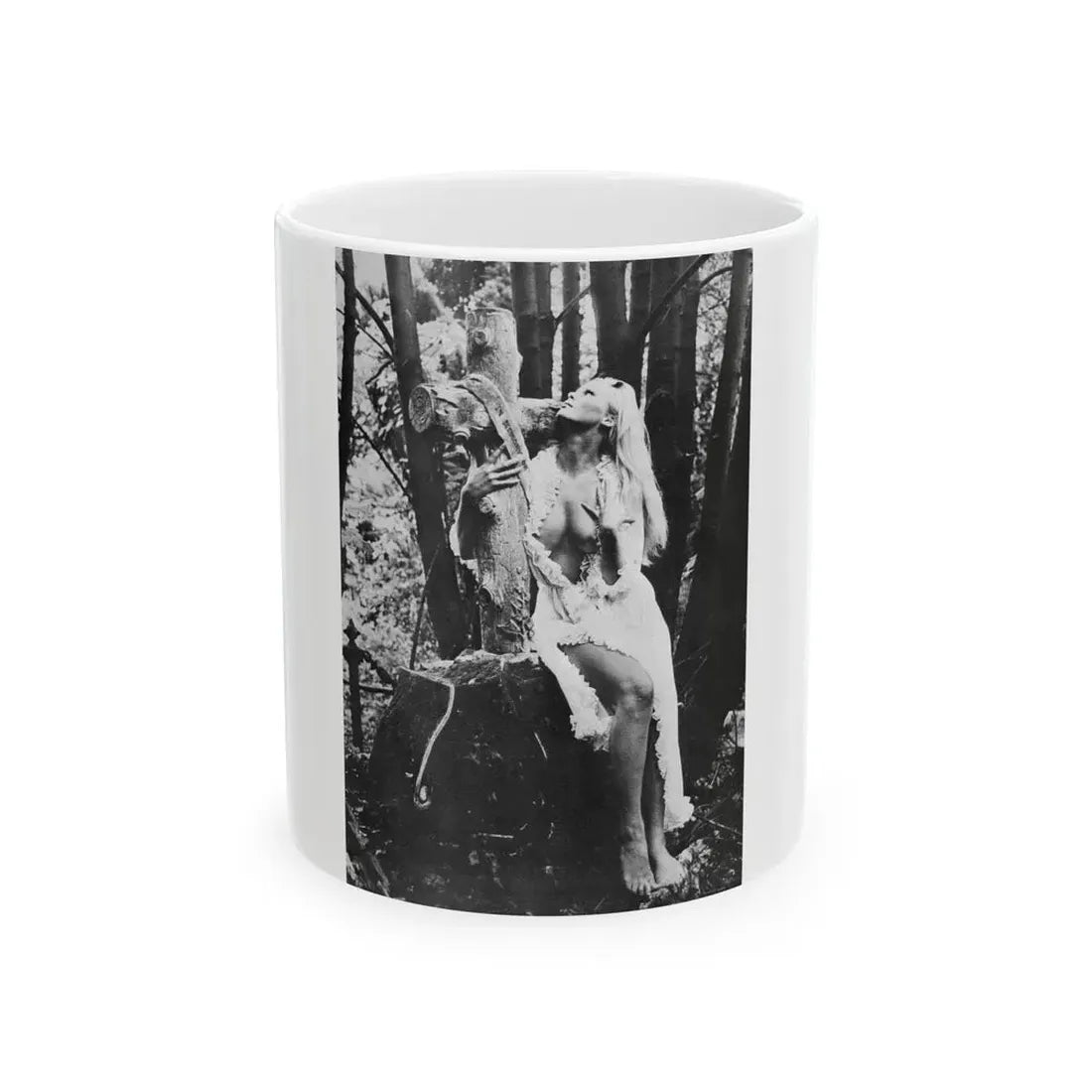 Veronica Carlson #84 - Partially Topless (Vintage Female Icon) White Coffee Mug 11oz - Go Mug Yourself