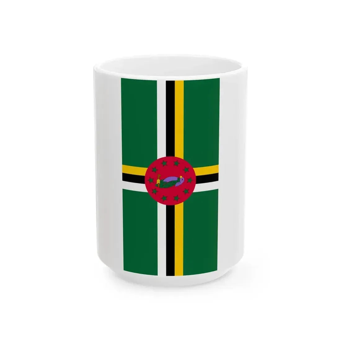 Vertical Flag of Dominica (Dominica) White Coffee Mug 15oz - Go Mug Yourself