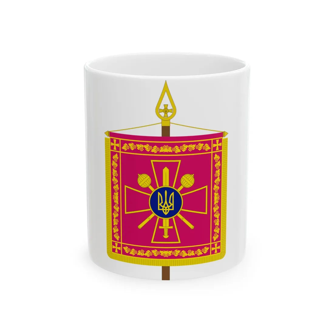 Vexillum of the Minister of Defence of Ukraine (Ukraine) White Coffee Mug 11oz - Go Mug Yourself