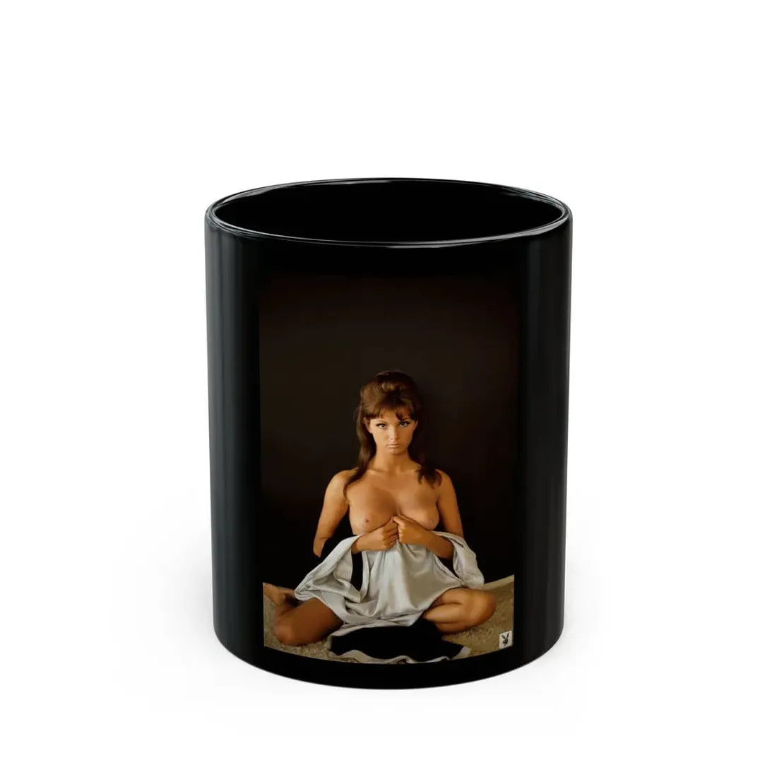 Victoria Vetri #109 - Topless (Vintage Female Icon) Black Coffee Mug 11oz - Go Mug Yourself