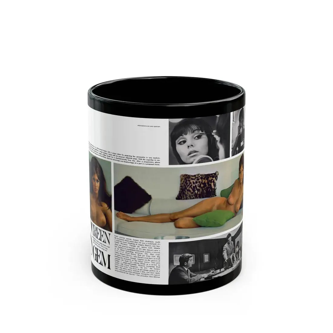 Victoria Vetri #125 - 2 Topless Photos (Vintage Female Icon) Black Coffee Mug 11oz - Go Mug Yourself