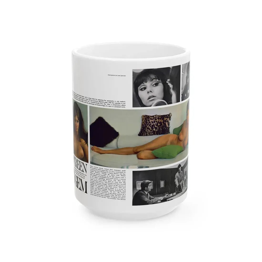 Victoria Vetri #125 - 2 Topless Photos (Vintage Female Icon) White Coffee Mug 15oz - Go Mug Yourself