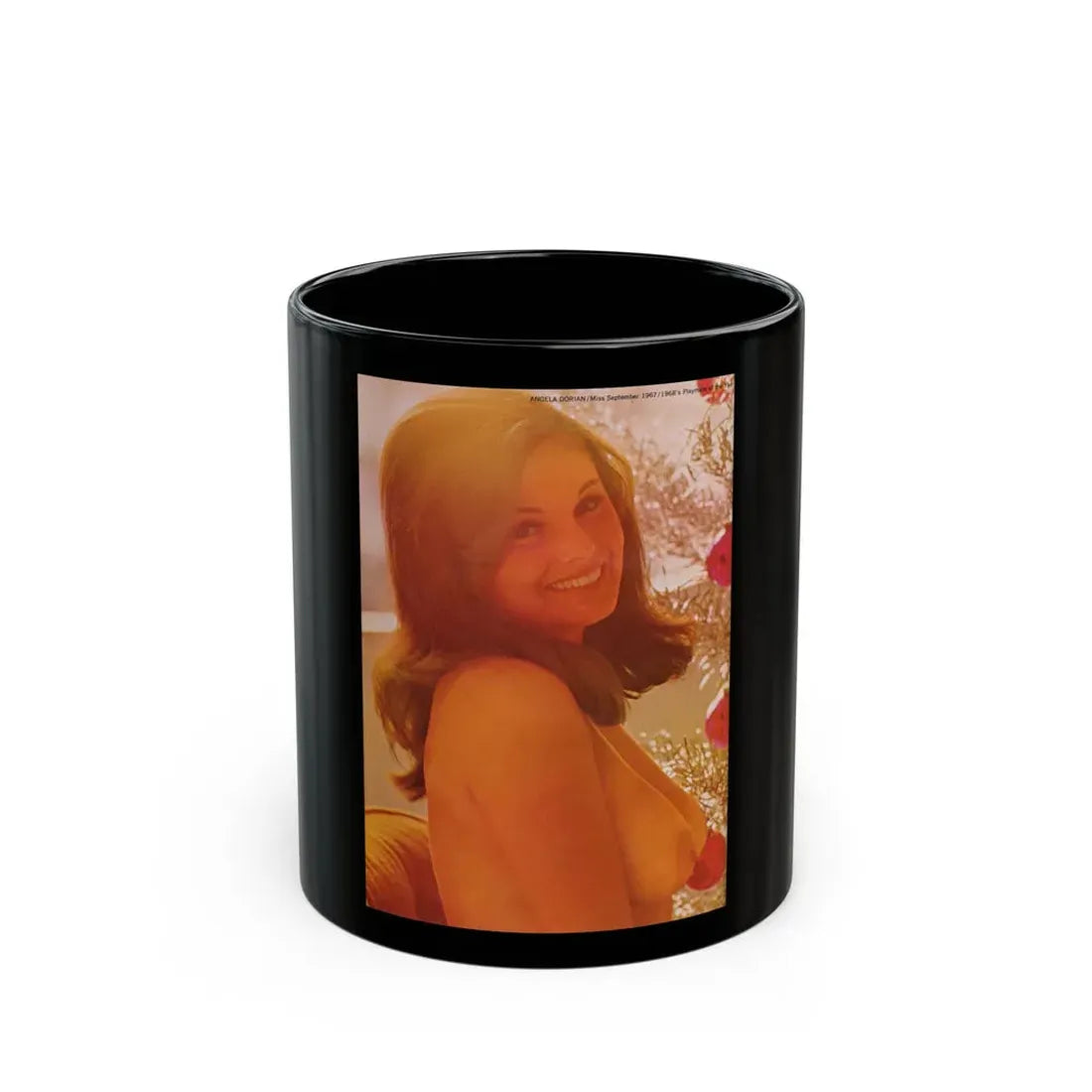 Victoria Vetri #99 - Topless (Vintage Female Icon) Black Coffee Mug 11oz - Go Mug Yourself