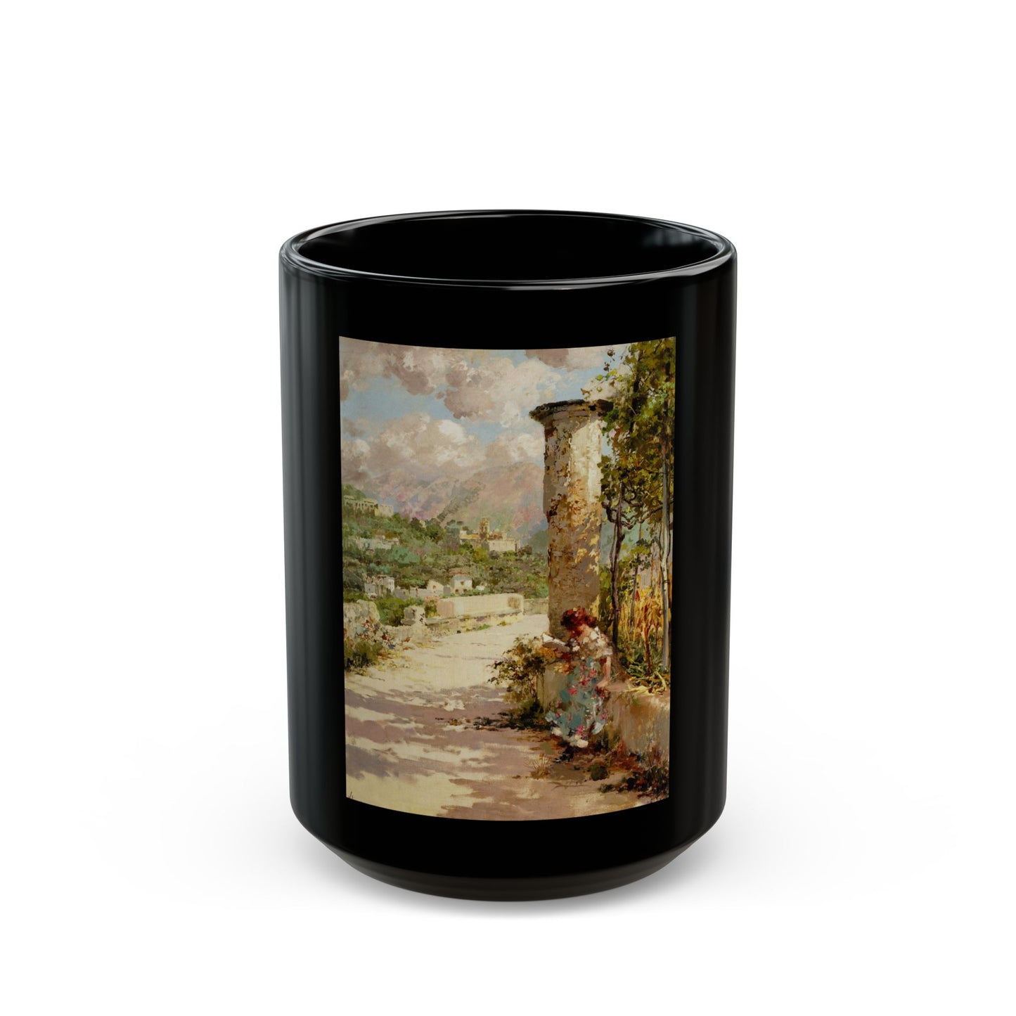 Vincenzo Irolli (1860-1942) A Quiet Read - Black Coffee Mug-15oz-Go Mug Yourself
