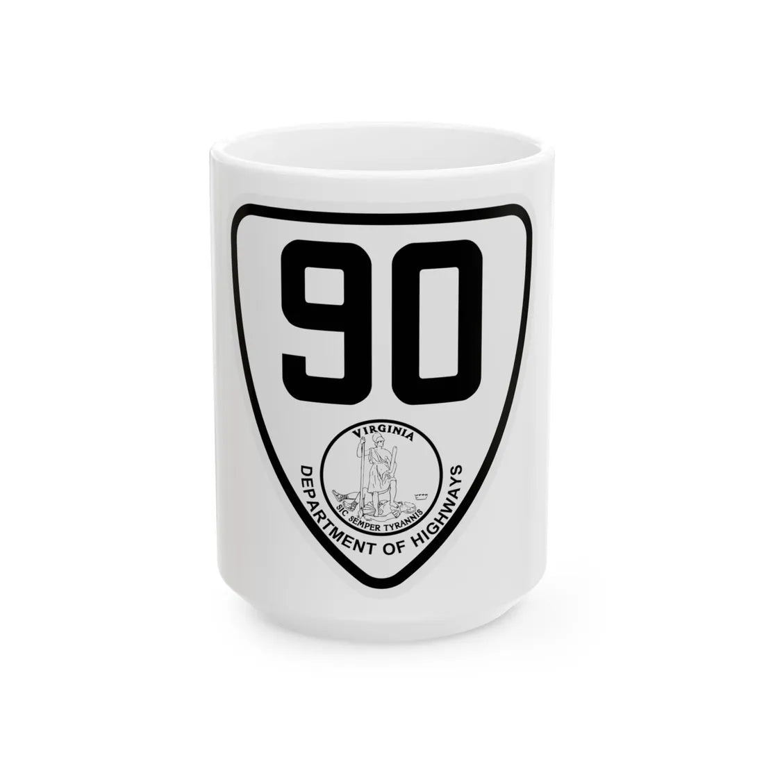 Virginia 90 1924 (Virginia) (Road Sign) White Coffee Mug 15oz - Go Mug Yourself