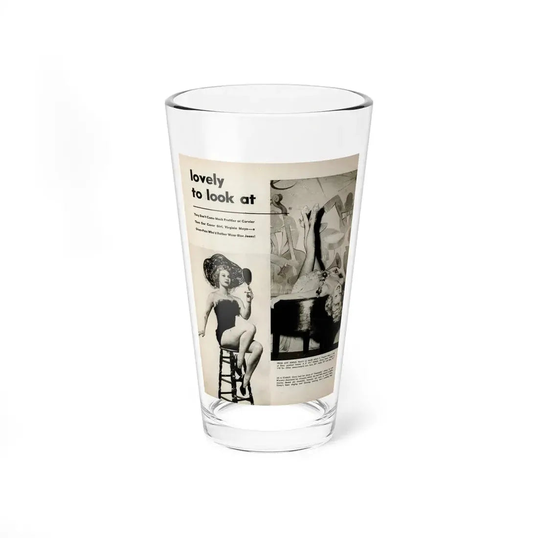 Virginia Mayo #227 - 1 Page, Medium Sized 2 B&W Photos & Captions from Movie Star Magazine Circa Late '40s (Vintage Female Icon) Pint Glass 16oz 16oz - Go Mug Yourself