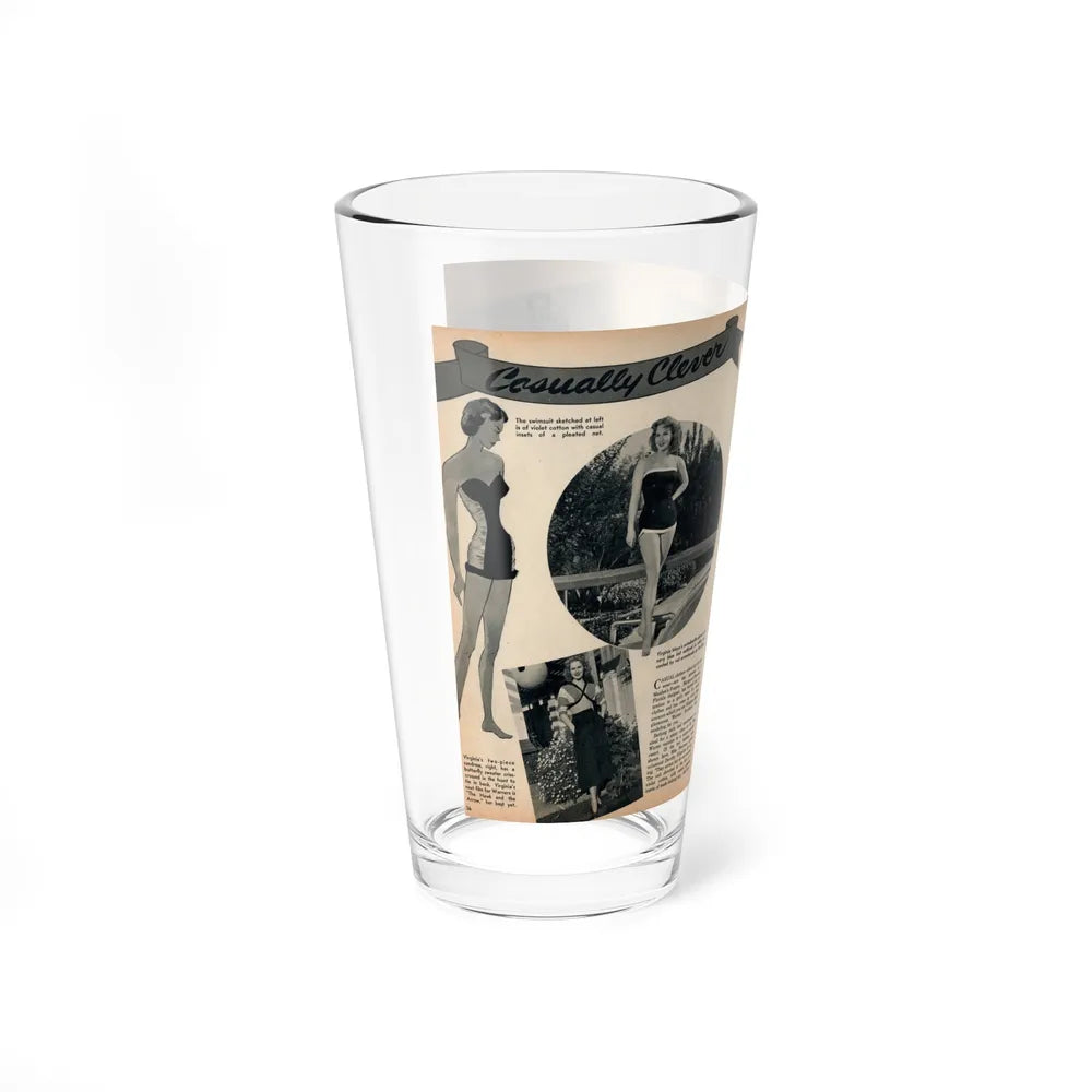 Virginia Mayo #289 - 2 Pages of Virginia+1 B&W Pin-Up Pic+4 B&W Fashion Pics circa late 40's from a Movie Star Magazine (Vintage Female Icon) Pint Glass 16oz - Go Mug Yourself