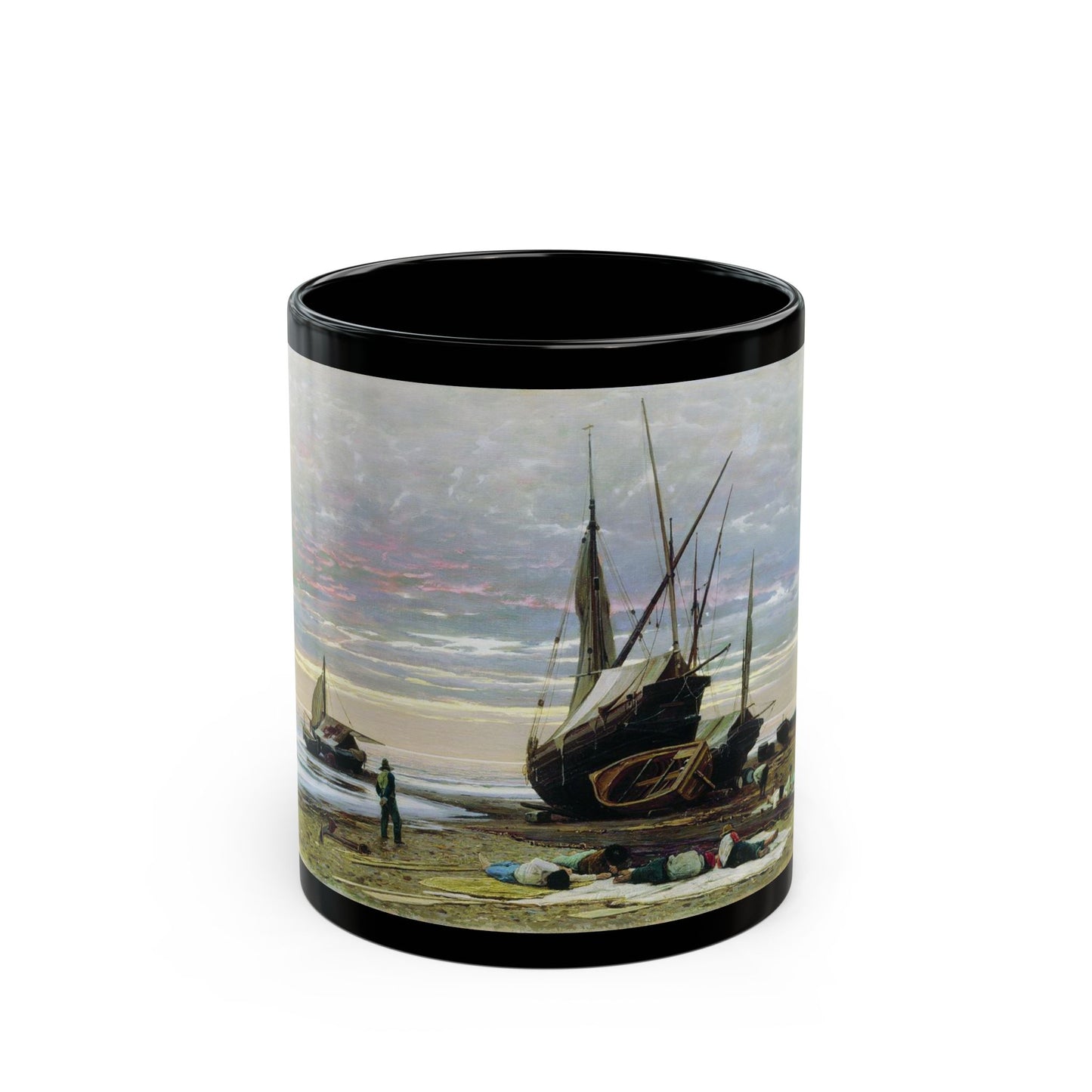 Vladimir Orlovsky (1842-1914) Evening Seashore - 1874 - Black Coffee Mug-11oz-Go Mug Yourself