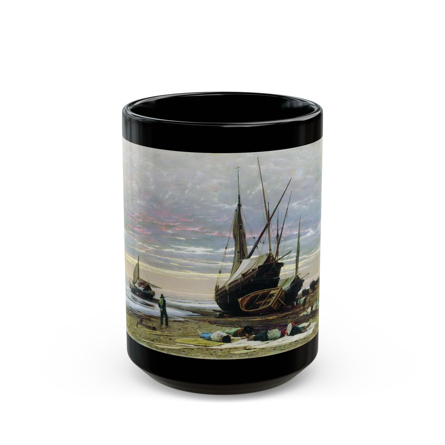 Vladimir Orlovsky (1842-1914) Evening Seashore - 1874 - Black Coffee Mug-15oz-Go Mug Yourself