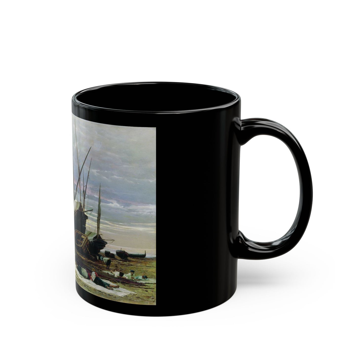 Vladimir Orlovsky (1842-1914) Evening Seashore - 1874 - Black Coffee Mug-Go Mug Yourself
