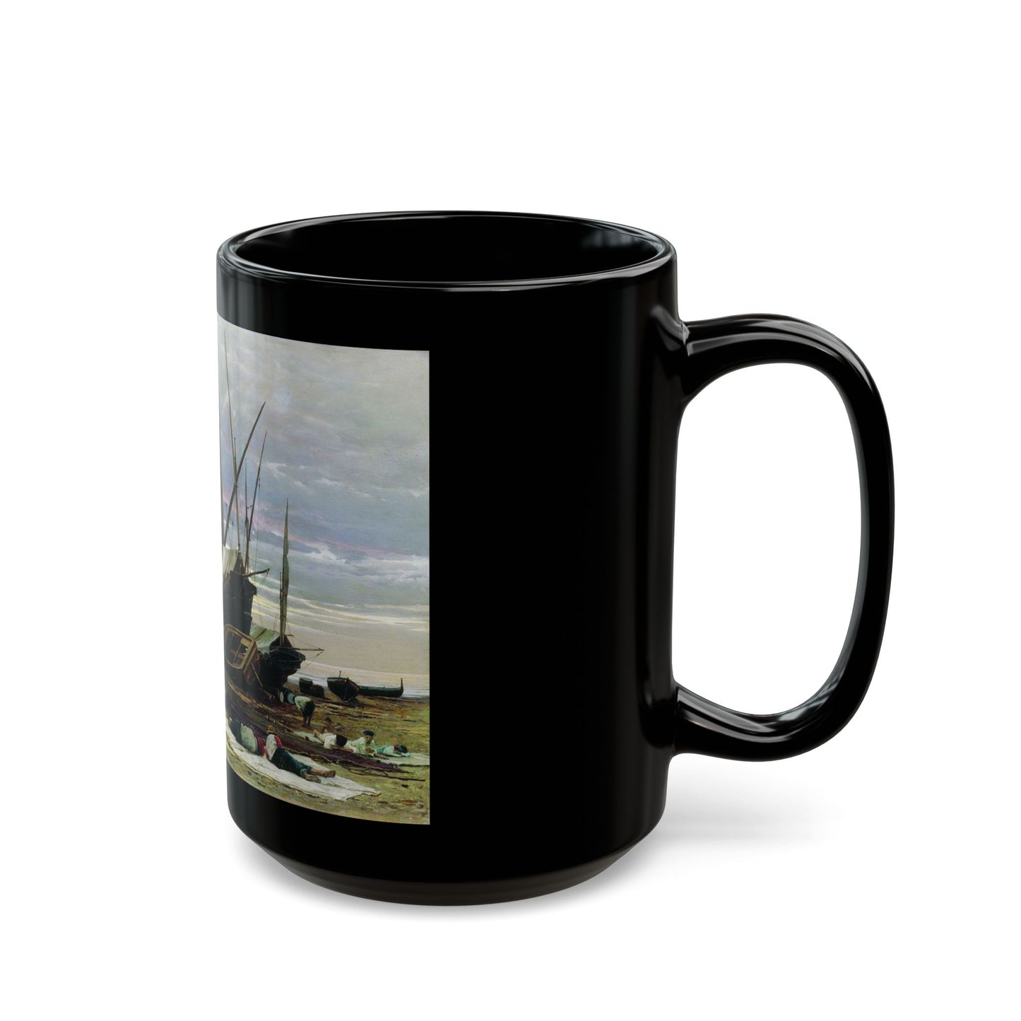 Vladimir Orlovsky (1842-1914) Evening Seashore - 1874 - Black Coffee Mug-Go Mug Yourself