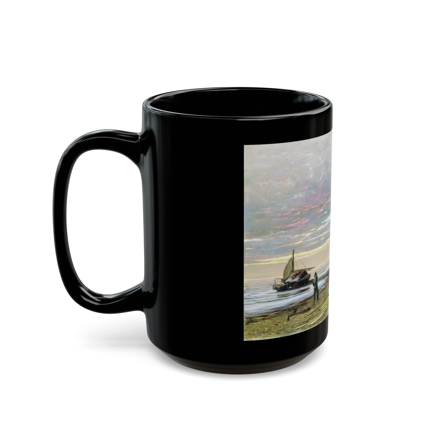 Vladimir Orlovsky (1842-1914) Evening Seashore - 1874 - Black Coffee Mug-Go Mug Yourself