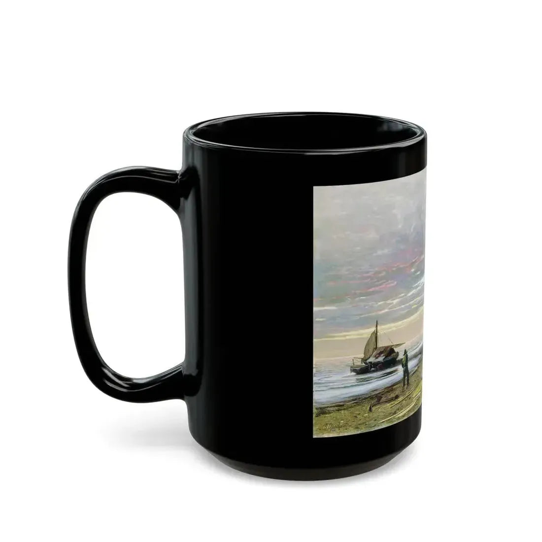 Vladimir Orlovsky (1842-1914) Evening Seashore - 1874 - Black Coffee Mug - Go Mug Yourself