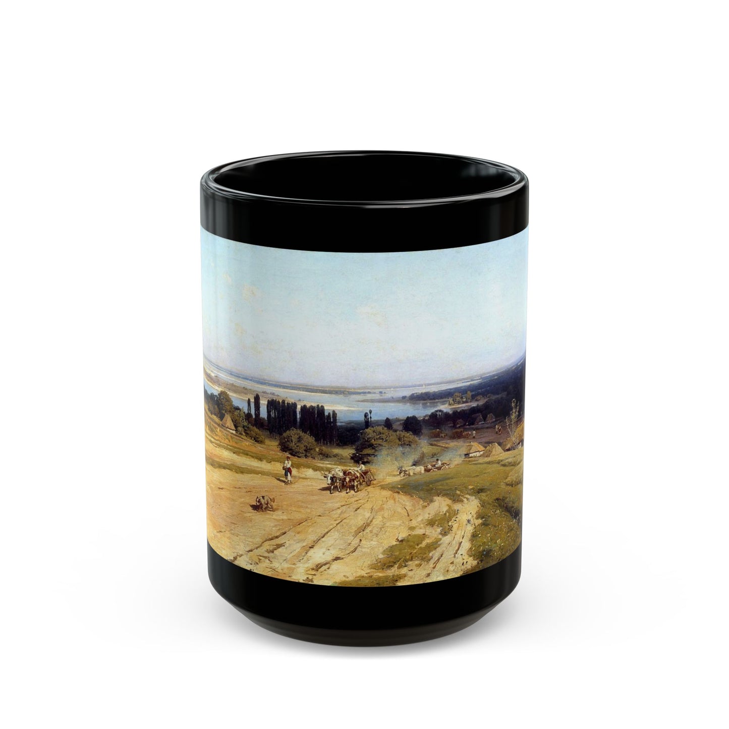 Vladimir Orlovsky (1842-1914) Landscape in Ukraine - Black Coffee Mug-15oz-Go Mug Yourself