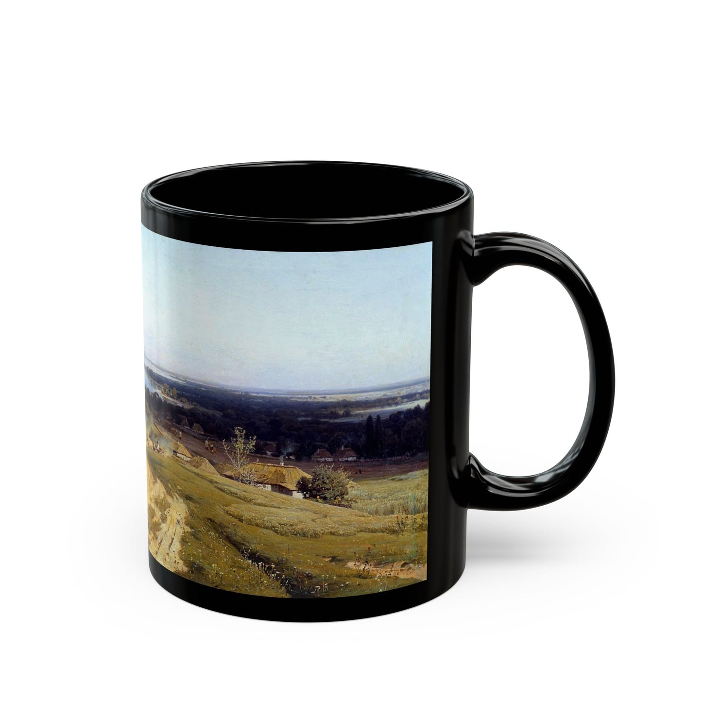Vladimir Orlovsky (1842-1914) Landscape in Ukraine - Black Coffee Mug-Go Mug Yourself