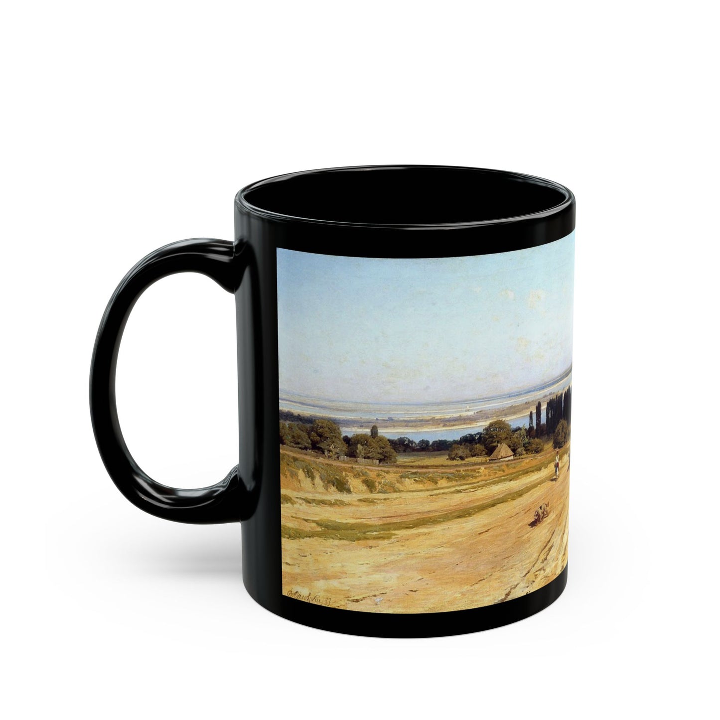Vladimir Orlovsky (1842-1914) Landscape in Ukraine - Black Coffee Mug-Go Mug Yourself