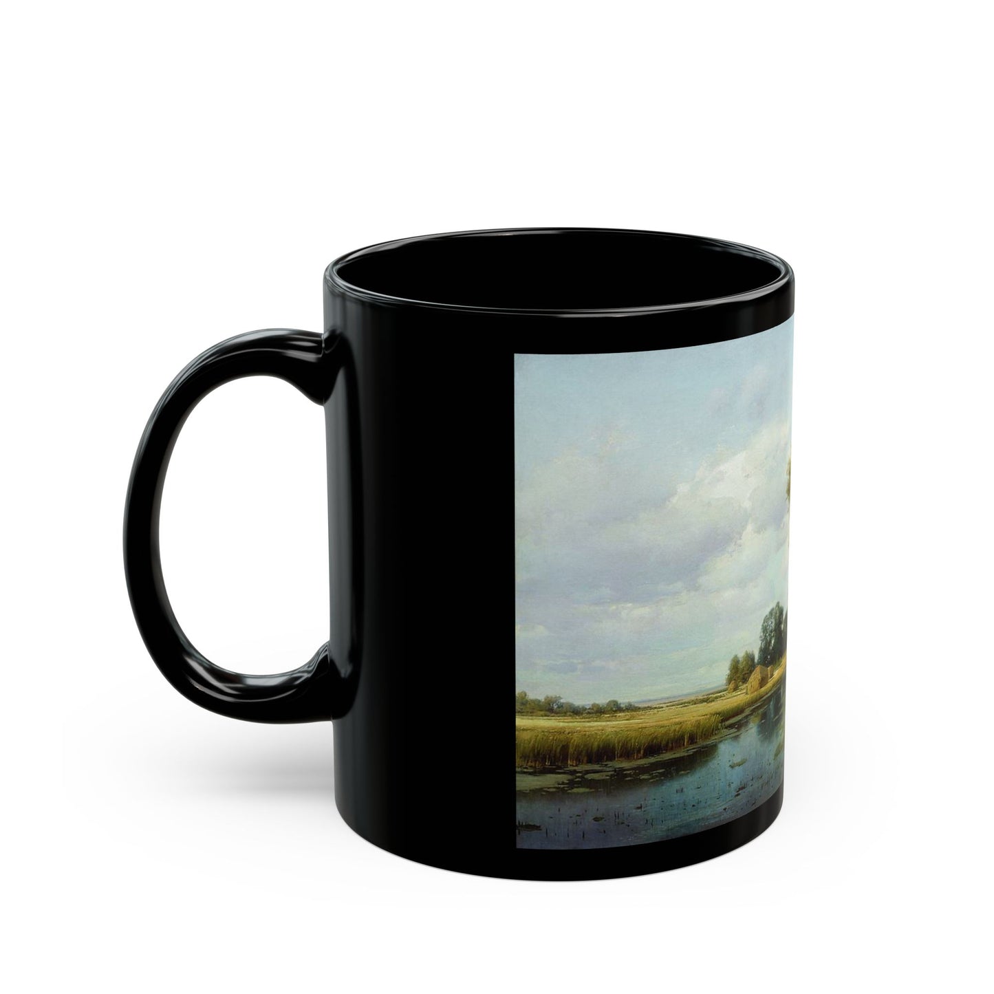 Vladimir Orlovsky (1842-1914) Landscape with Marsh - Black Coffee Mug-Go Mug Yourself
