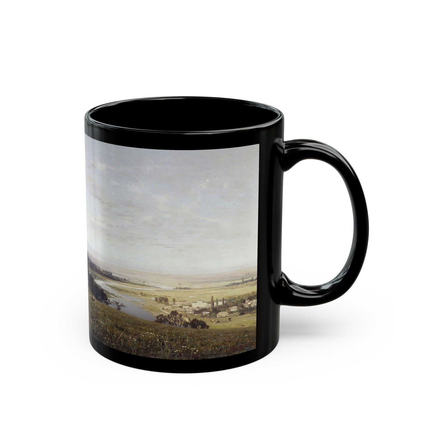 Vladimir Orlovsky (1842-1914) Ukranian Landscape -1882 - Black Coffee Mug-Go Mug Yourself
