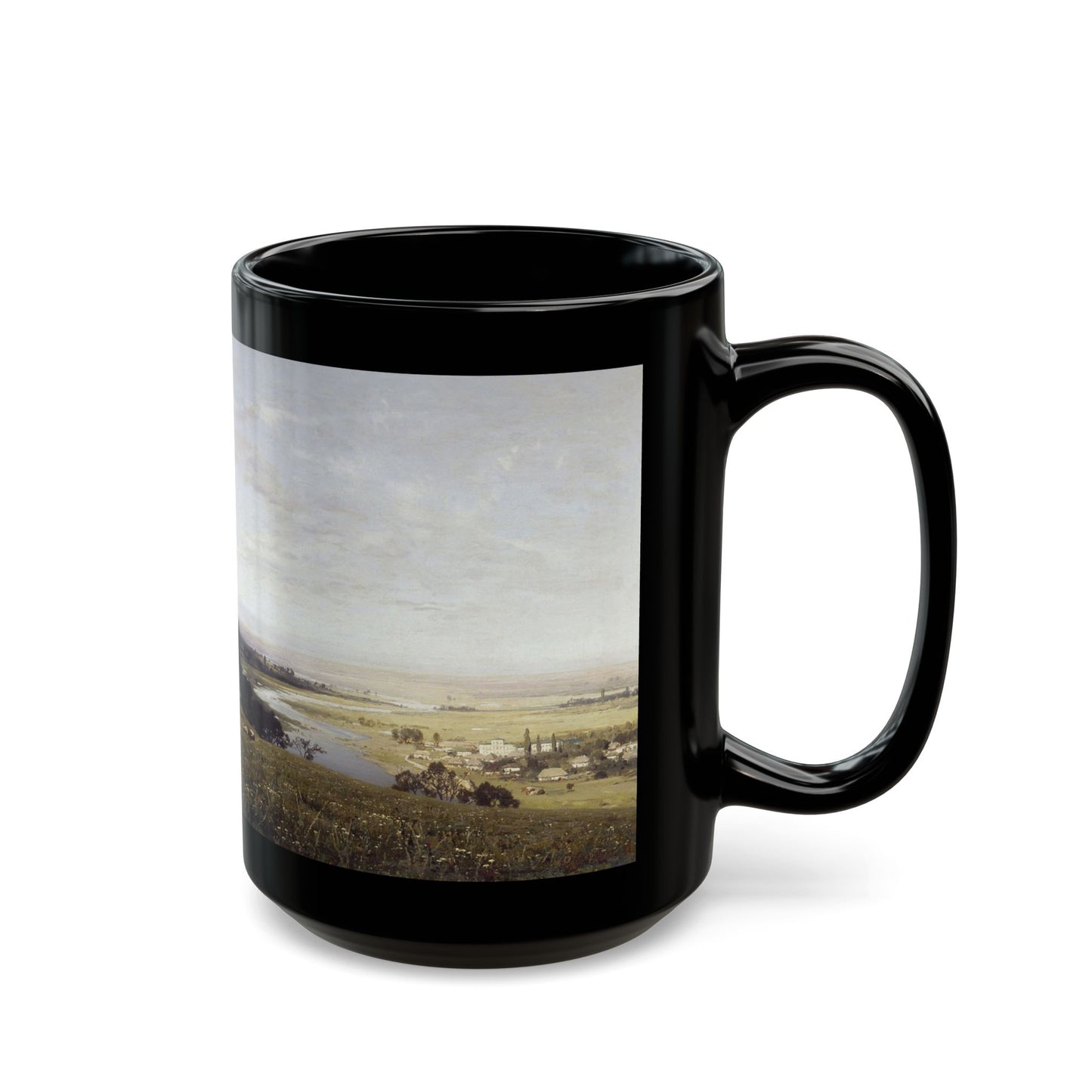 Vladimir Orlovsky (1842-1914) Ukranian Landscape -1882 - Black Coffee Mug-Go Mug Yourself