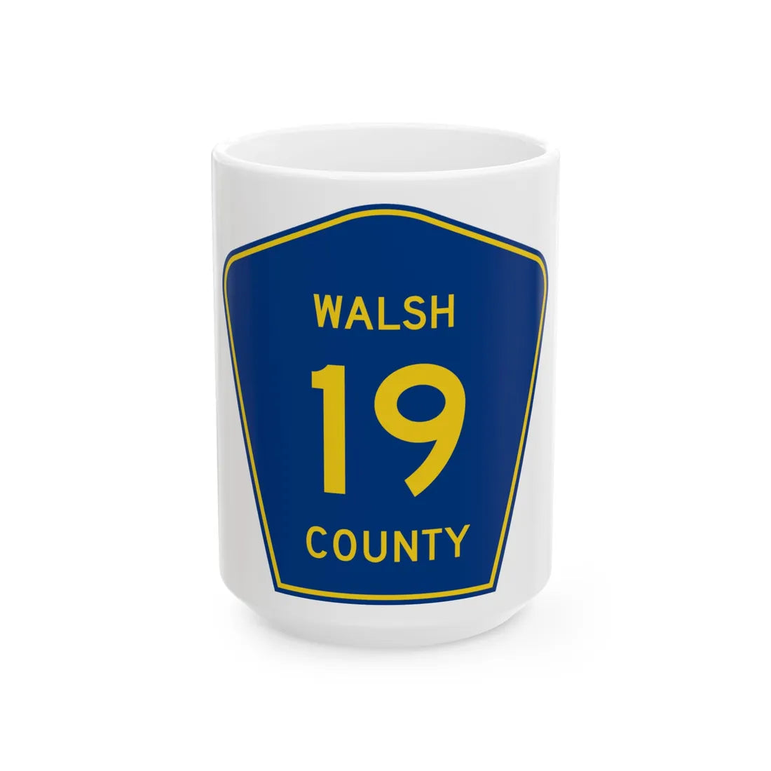Walsh County Route 19 ND (North Dakota) (Road Sign) White Coffee Mug 15oz - Go Mug Yourself