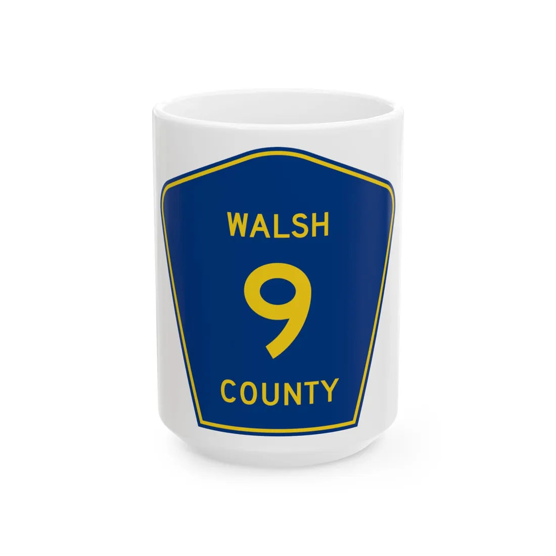 Walsh County Route 9 ND (North Dakota) (Road Sign) White Coffee Mug 15oz - Go Mug Yourself