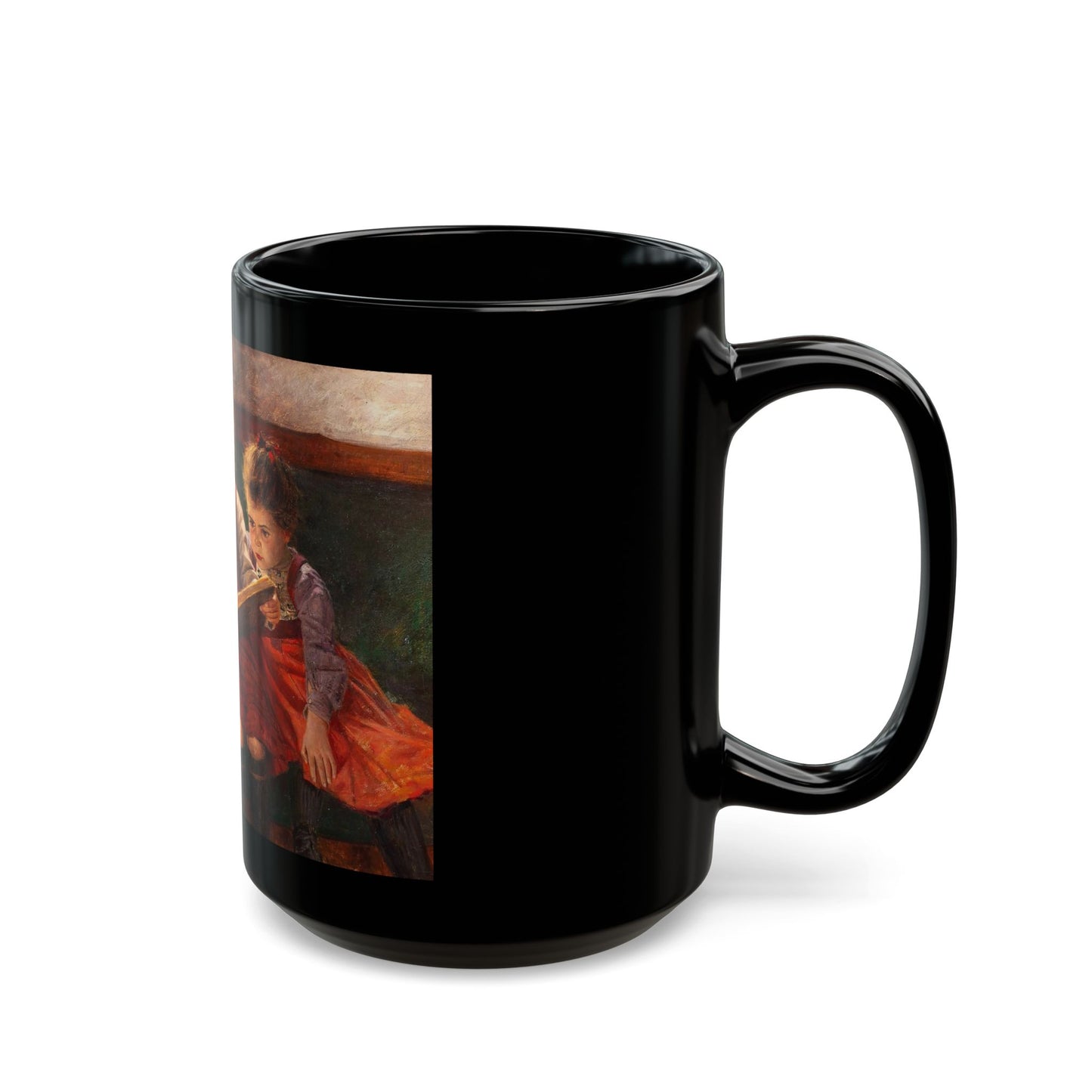 Walther Firle (1859-1929) Three Girls Reading - Black Coffee Mug-Go Mug Yourself