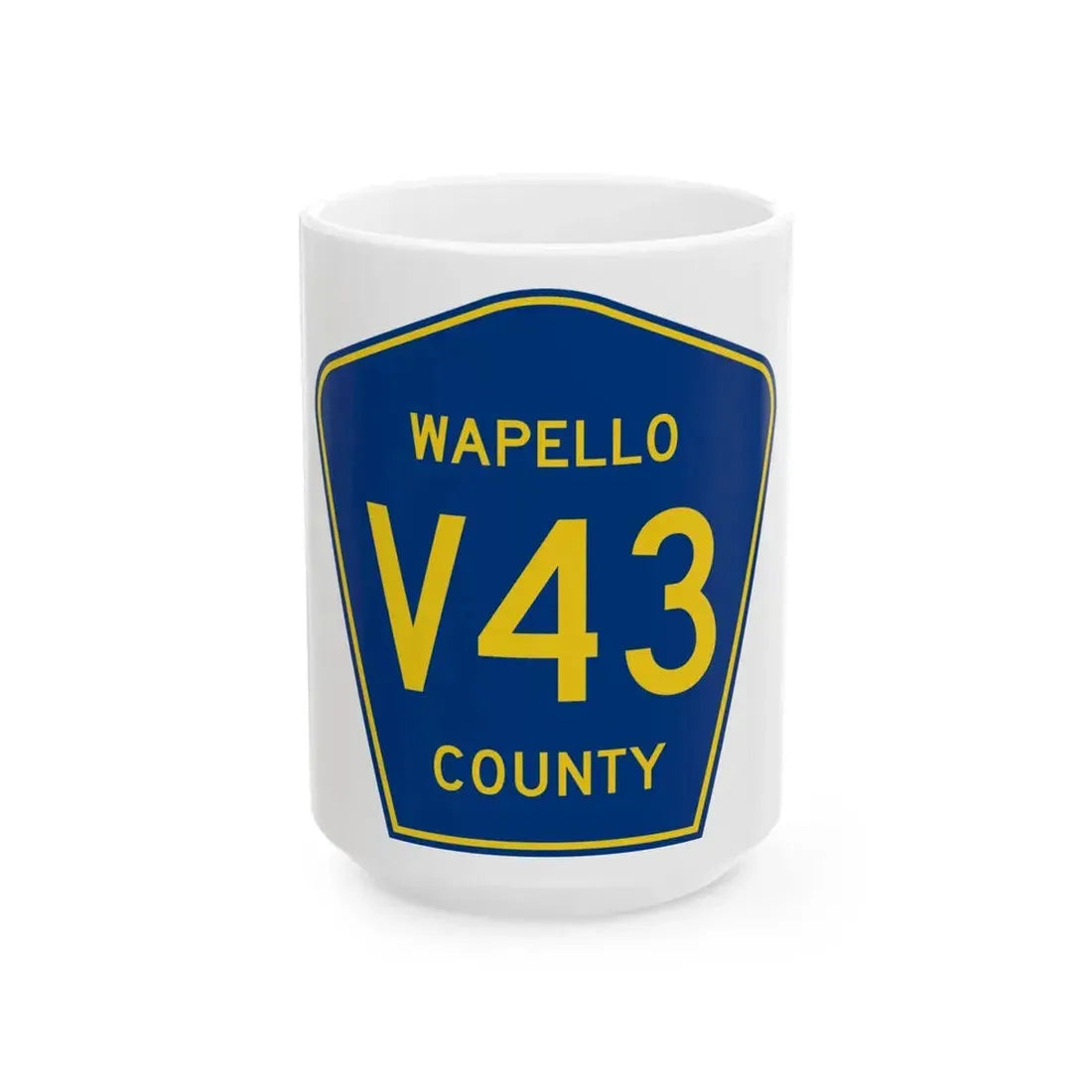 Wapello County Route V43 IA (Iowa) (Road Sign) White Coffee Mug 15oz - Go Mug Yourself