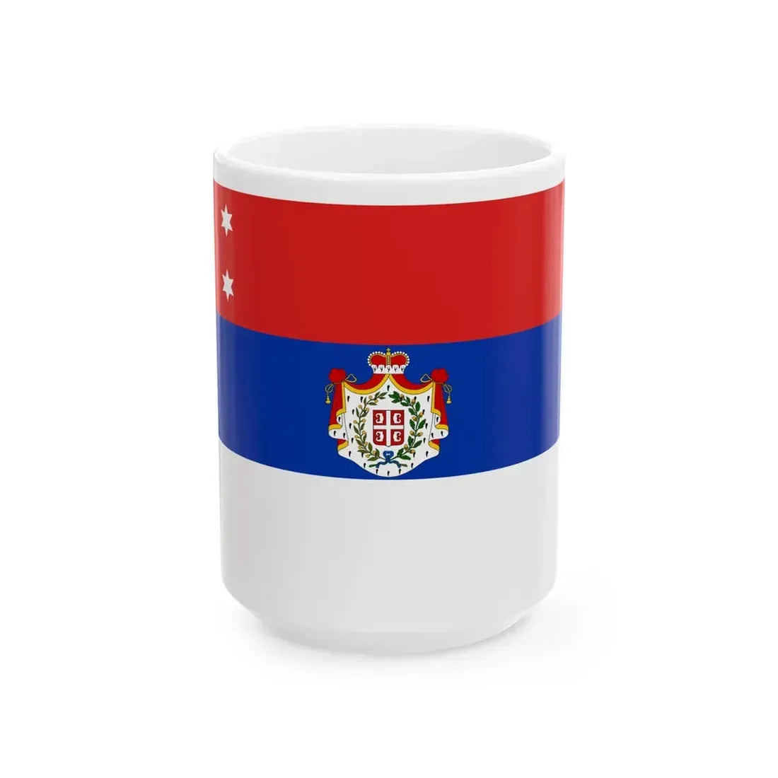 War Ensign of Serbia 1838 (Serbia) White Coffee Mug 15oz - Go Mug Yourself