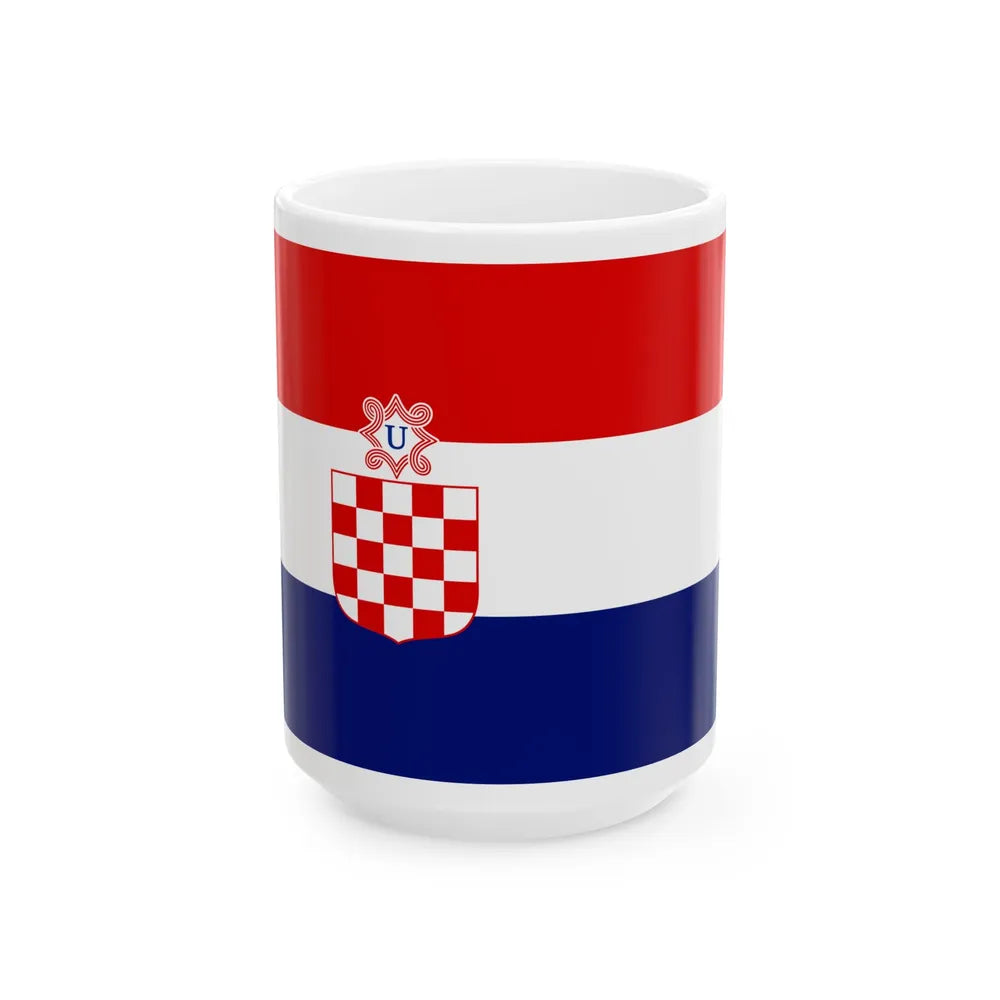 War flag of Croatia 1941-1945 (Croatia) White Coffee Mug 15oz - Go Mug Yourself