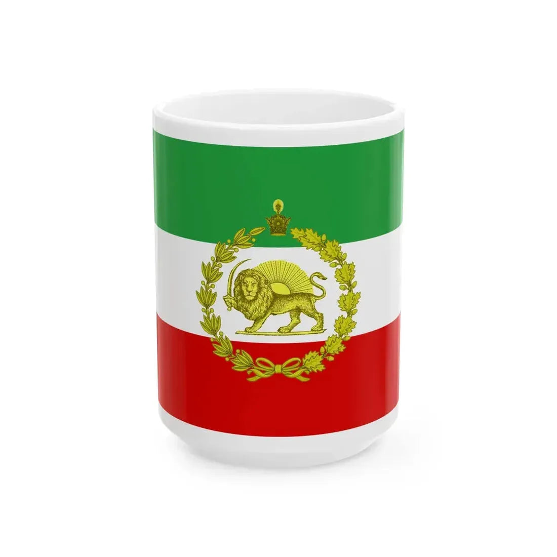 War flag of Iran 1925-1979 (Iran) White Coffee Mug 15oz - Go Mug Yourself