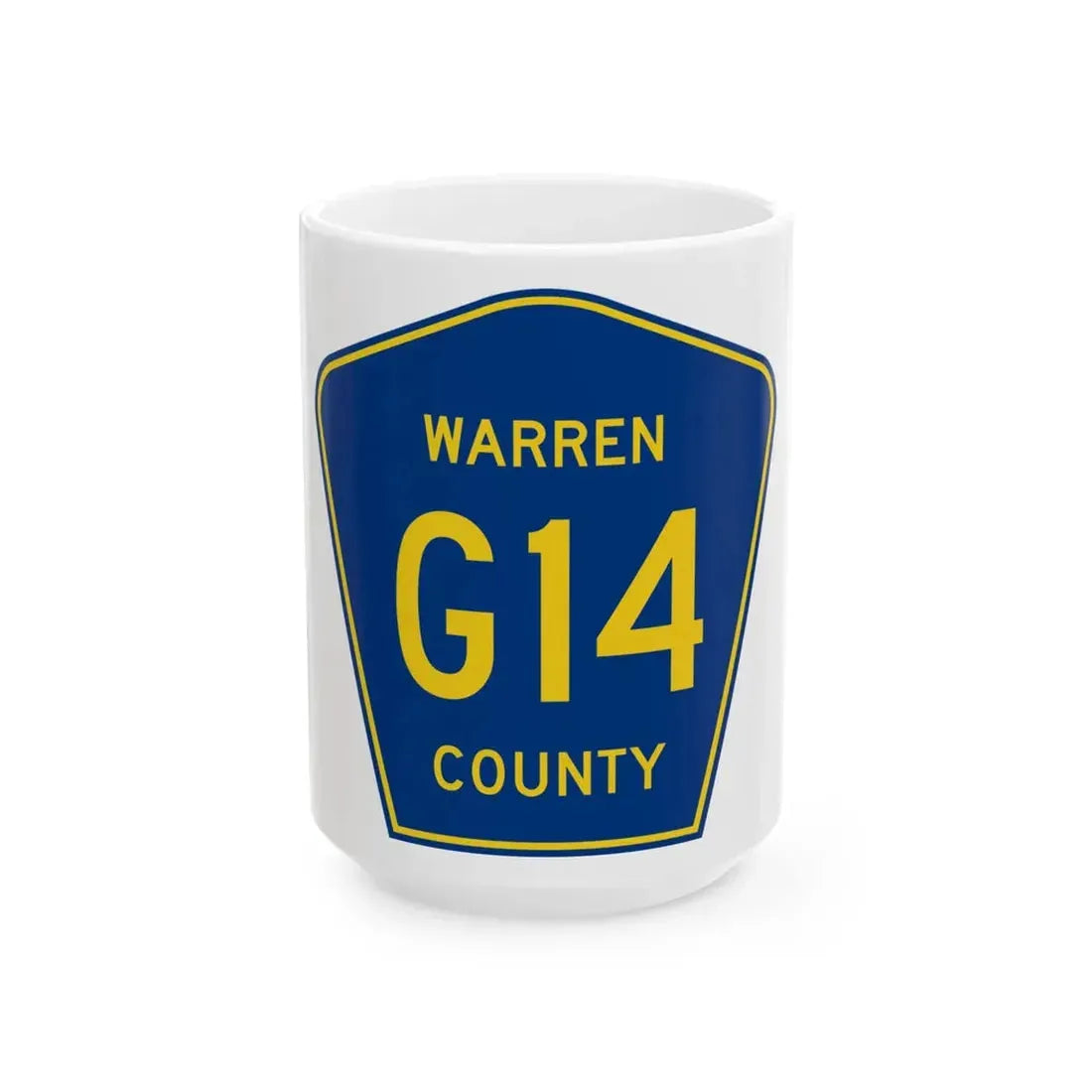 Warren County Route G14 IA (Iowa) (Road Sign) White Coffee Mug 15oz - Go Mug Yourself