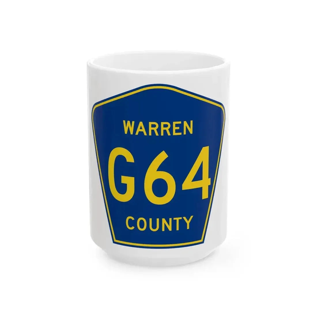 Warren County Route G64 IA (Iowa) (Road Sign) White Coffee Mug 15oz - Go Mug Yourself