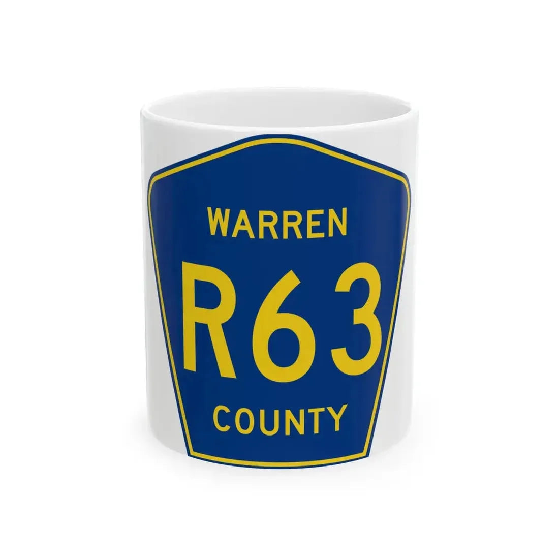 Warren County Route R63 IA (Iowa) (Road Sign) White Coffee Mug 11oz - Go Mug Yourself
