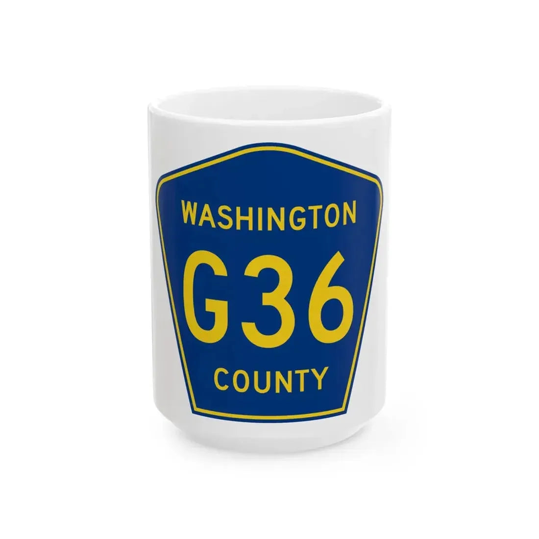 Washington County Route G36 IA (Iowa) (Road Sign) White Coffee Mug 15oz - Go Mug Yourself