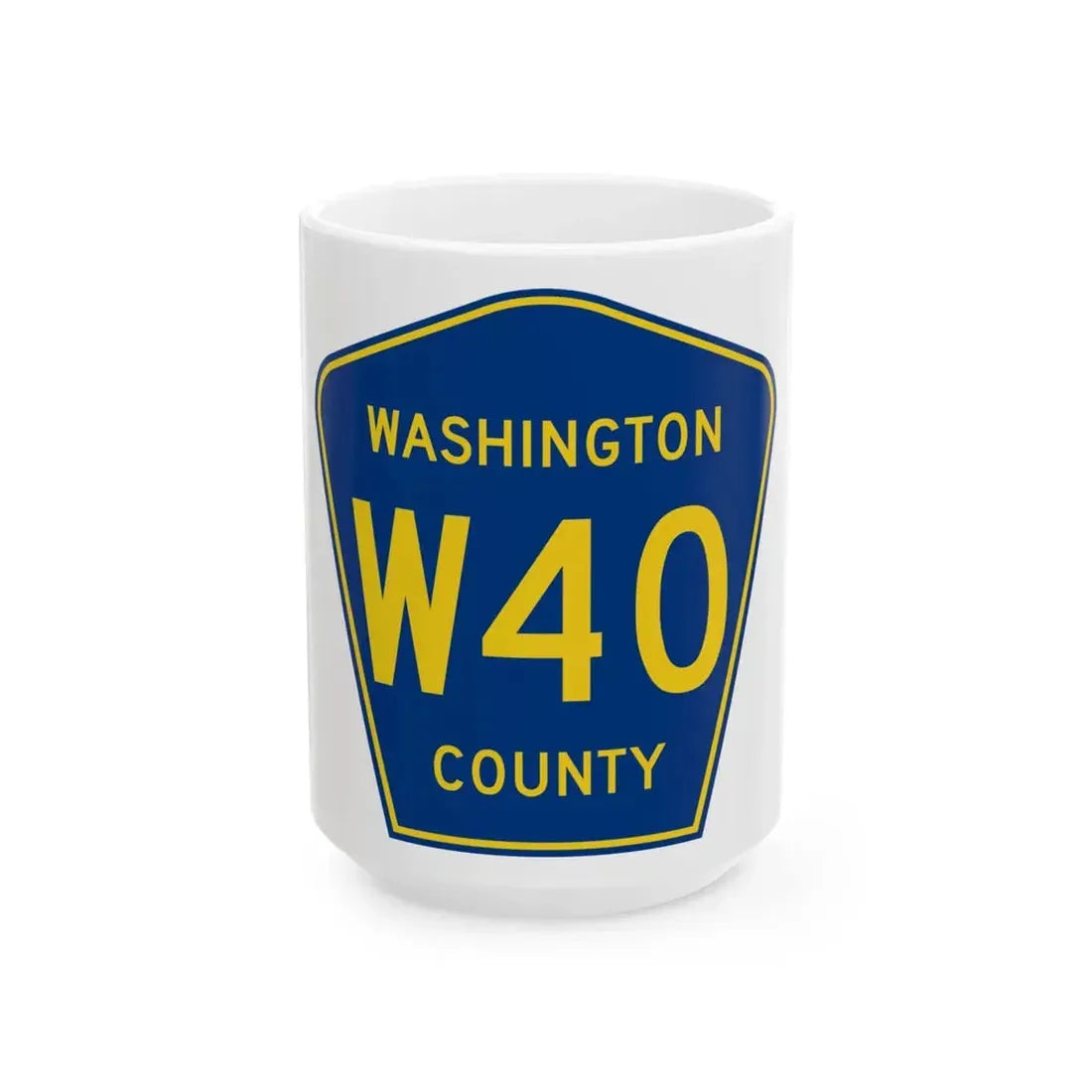 Washington County Route W40 IA (Iowa) (Road Sign) White Coffee Mug 15oz - Go Mug Yourself