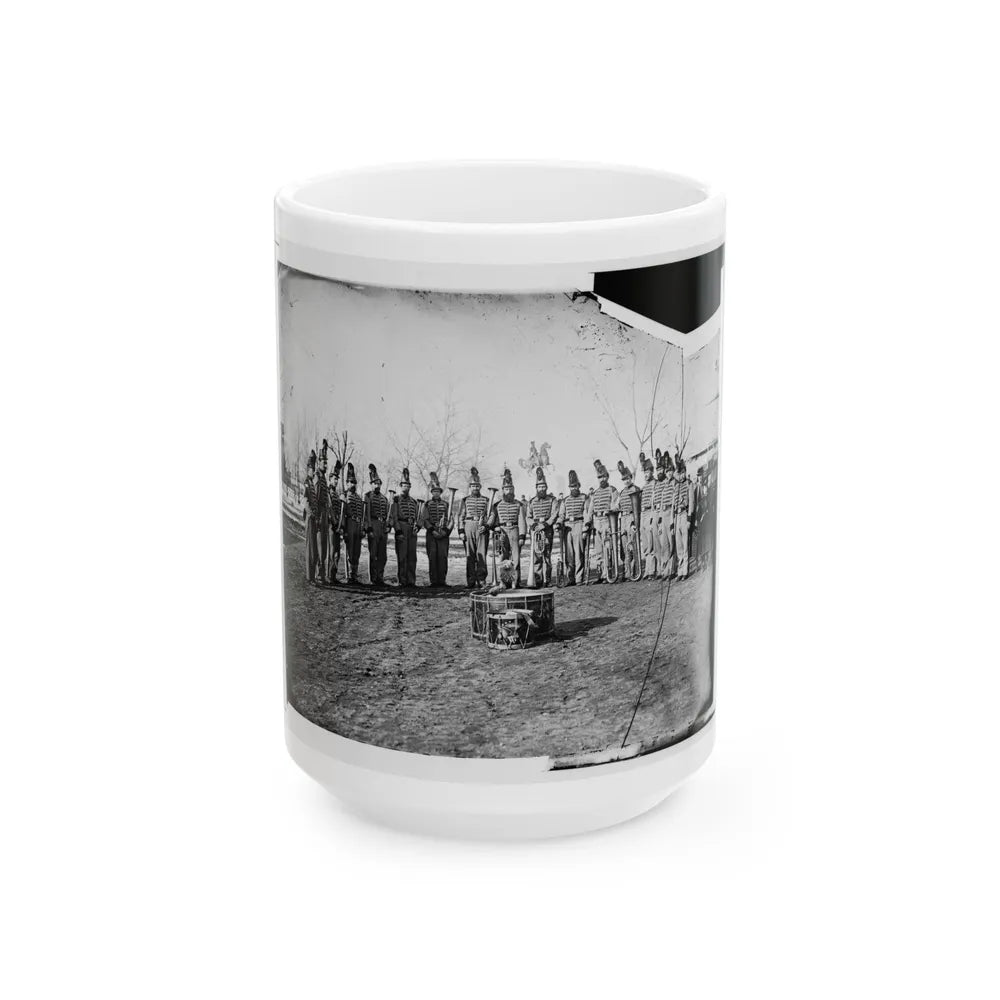 Washington, D.C. Band Of 9th Veteran Reserve Corps, In Shakoes And Frogged Jackets, At Washington Circle (U.S. Civil War) White Coffee Mug-15oz-Go Mug Yourself
