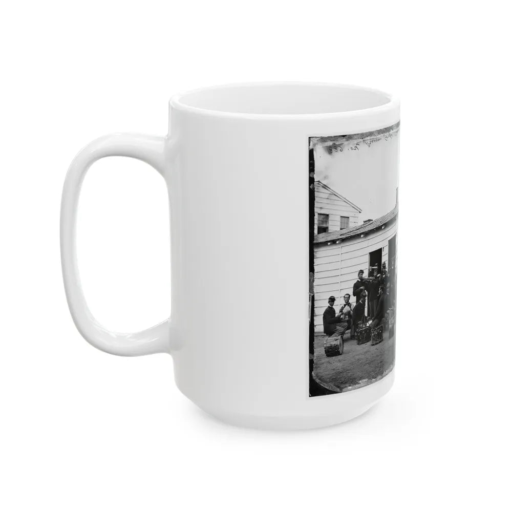 Washington, D.C. Drum Corps Of 10th Veteran Reserve Corps At Leisure (U.S. Civil War) White Coffee Mug-Go Mug Yourself