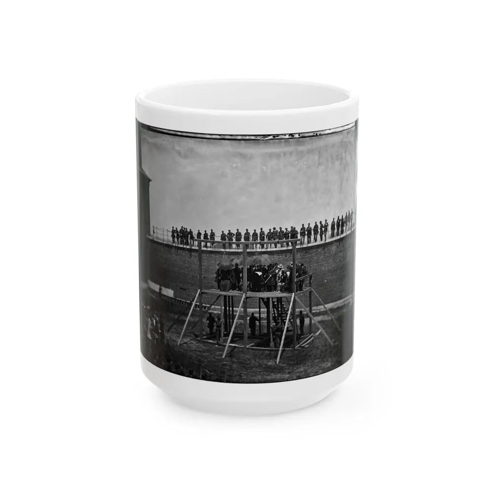 Washington, D.C. Gen. John F. Hartranft Reading The Death Warrant To The Conspirators On The Scaffold (U.S. Civil War) White Coffee Mug-15oz-Go Mug Yourself