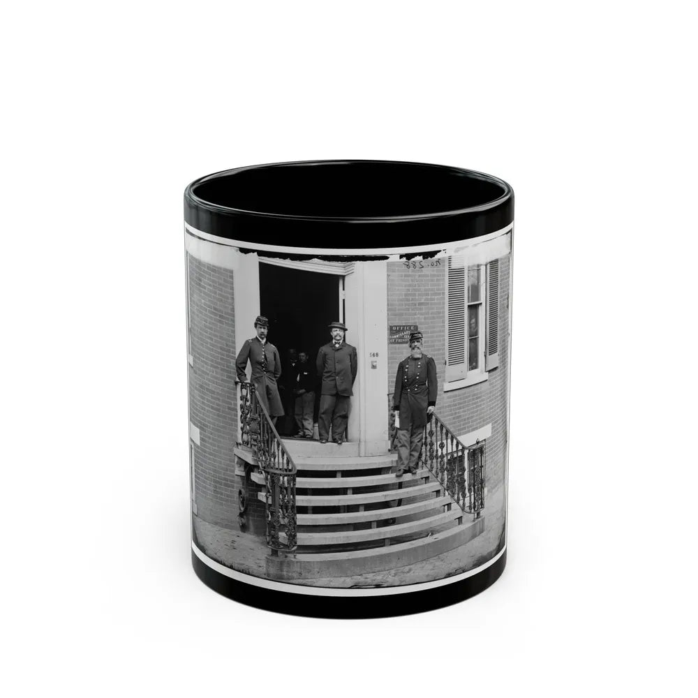 Washington, D.C. Gen. William Hoffman, Commissary General Of Prisoners (At Right) And Staff On Steps Of Office, F. St. At 20th Nw (U.S. Civil War) Black Coffee Mug-11oz-Go Mug Yourself