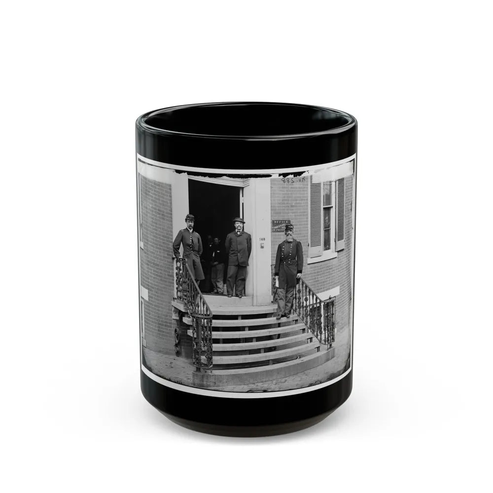 Washington, D.C. Gen. William Hoffman, Commissary General Of Prisoners (At Right) And Staff On Steps Of Office, F. St. At 20th Nw (U.S. Civil War) Black Coffee Mug-15oz-Go Mug Yourself