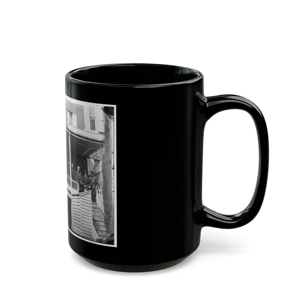 Washington, D.C. Officers And Clerks On A Porch At Signal Corps Headquarters (U.S. Civil War) Black Coffee Mug-Go Mug Yourself