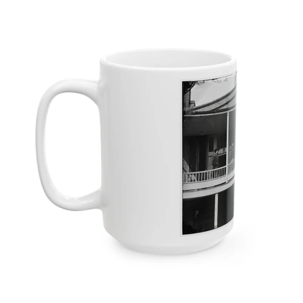Washington, D.C. Officers And Clerks On A Porch At Signal Corps Headquarters (U.S. Civil War) White Coffee Mug-Go Mug Yourself