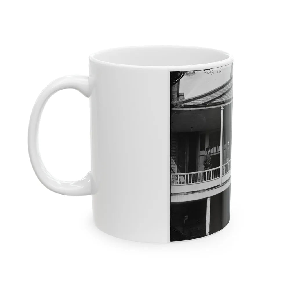 Washington, D.C. Officers And Clerks On A Porch At Signal Corps Headquarters (U.S. Civil War) White Coffee Mug-Go Mug Yourself