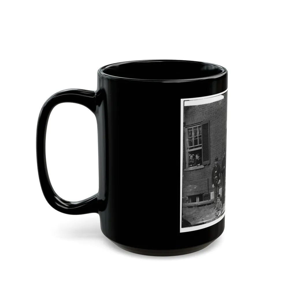 Washington, D.C. Officers At Door Of Seminary Hospital (Formerly Georgetown Female Seminary), 30th St. At N, Georgetown (U.S. Civil War) Black Coffee Mug-Go Mug Yourself