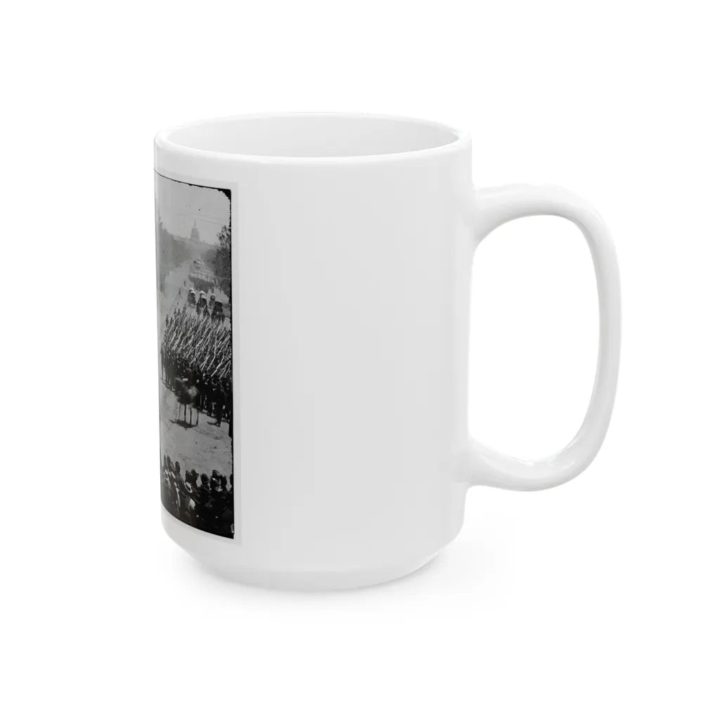 Washington, D.C. Units Of 20th Army Corps, Army Of Georgia, Passing On Pennsylvania Avenue Near The Treasury (U.S. Civil War) White Coffee Mug-Go Mug Yourself