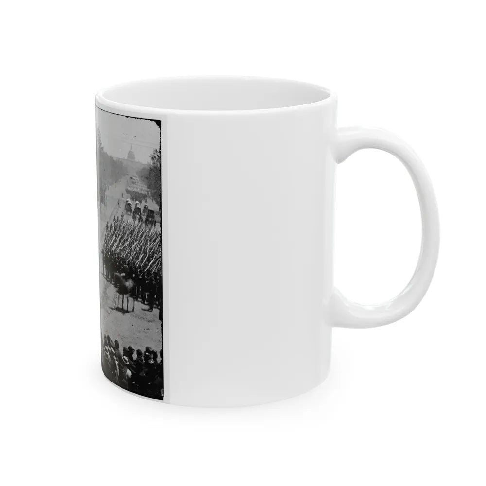 Washington, D.C. Units Of 20th Army Corps, Army Of Georgia, Passing On Pennsylvania Avenue Near The Treasury (U.S. Civil War) White Coffee Mug-Go Mug Yourself