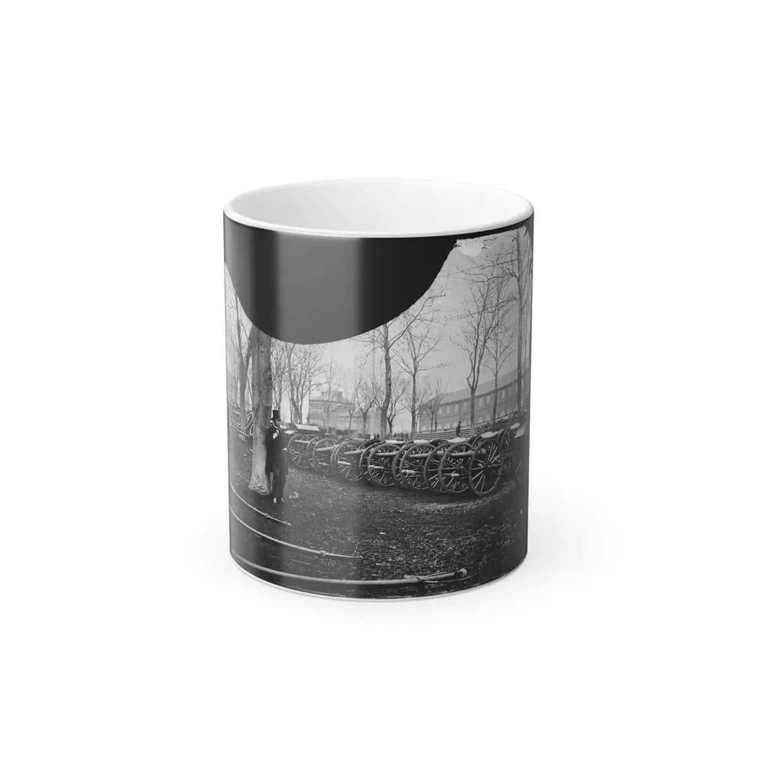 Washington, D.C. Park of Wiard Guns at the Arsenal; Another View. H.L. Stuart Against Tree (U.S. Civil War) Color Changing Coffee Mug 11oz - Go Mug Yourself