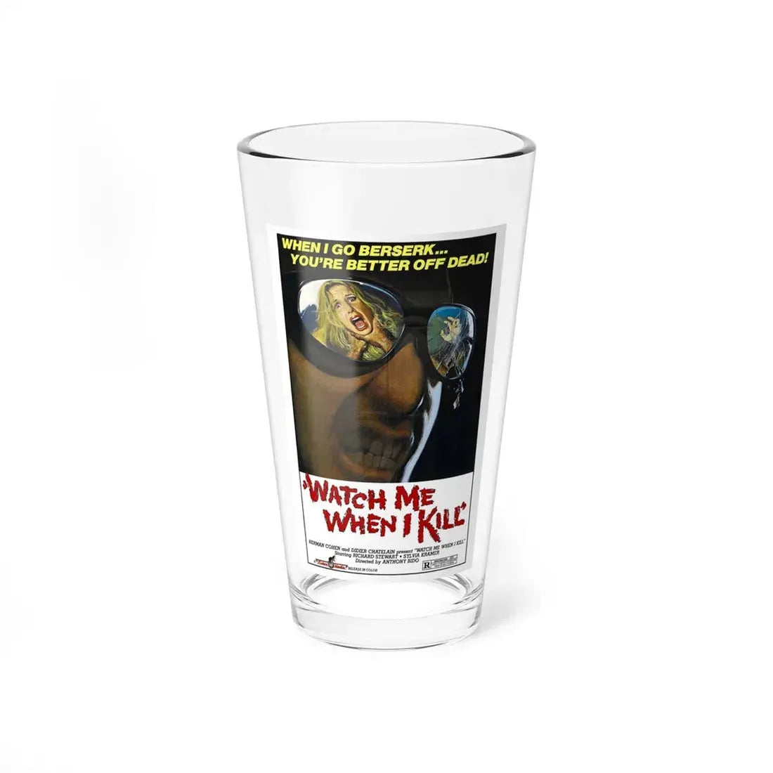 WATCH ME WHEN I KILL 1977 Movie Poster - Pint Glass 16oz 16oz - Go Mug Yourself