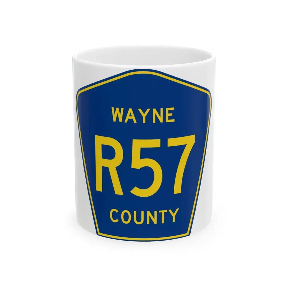 Wayne County Route R57 IA (Iowa) (Road Sign) White Coffee Mug 11oz - Go Mug Yourself